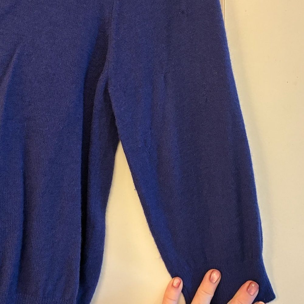 ANTHROPOLOGIE SPARROW Cowl Neck Knit Pullover Sweater Wool Blend Blue Large - Picture 3 of 9